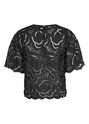 Trisha big lace bluse Sort Neo Noir